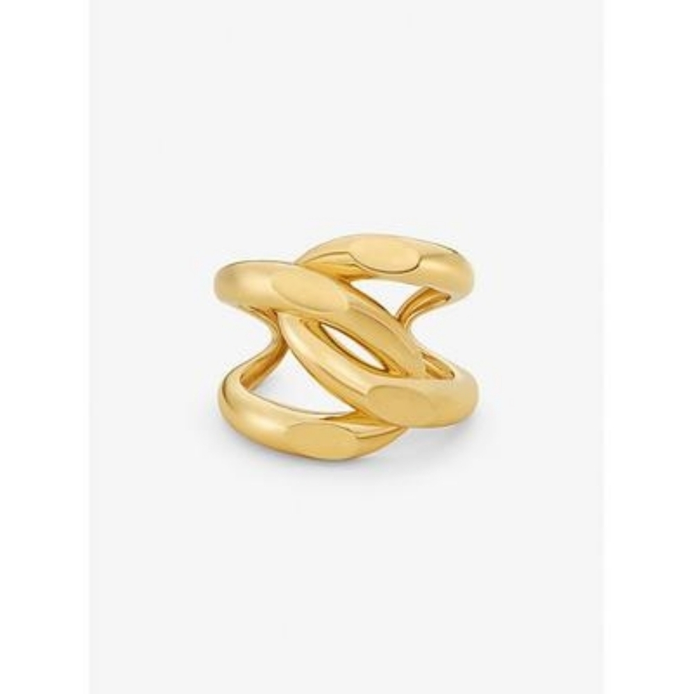 Michael Kors Oversized Precious Metal-Plated Brass Curb-Link Cuff Gold NWT✨